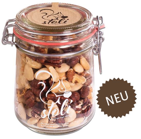 Image of Apéro-Nussmix mit Meersalz im Drahtbügelglas - Glas à 375g