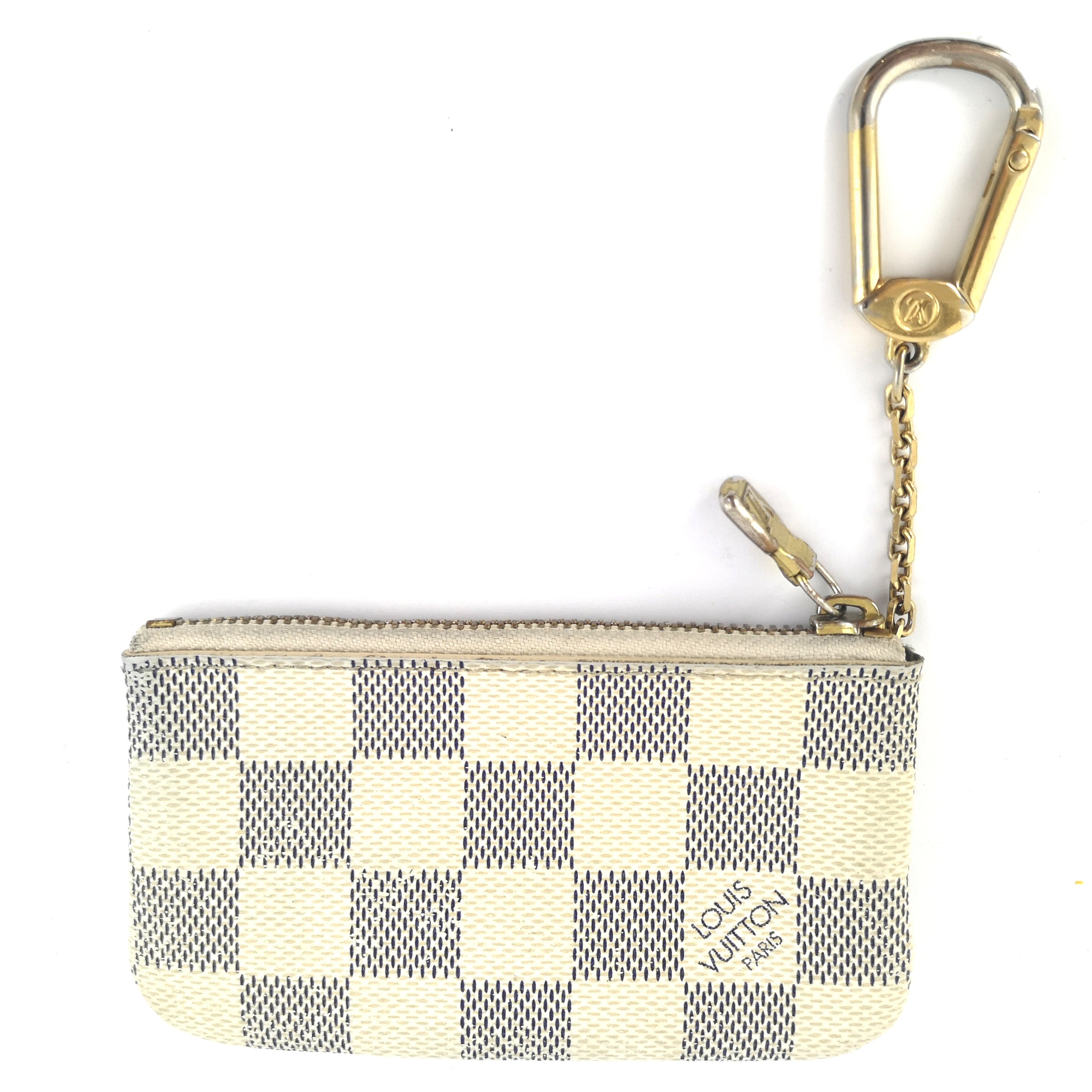 Louis Vuitton Coin case Mini Purse Damier Azur White Key Chain Leather  #462D