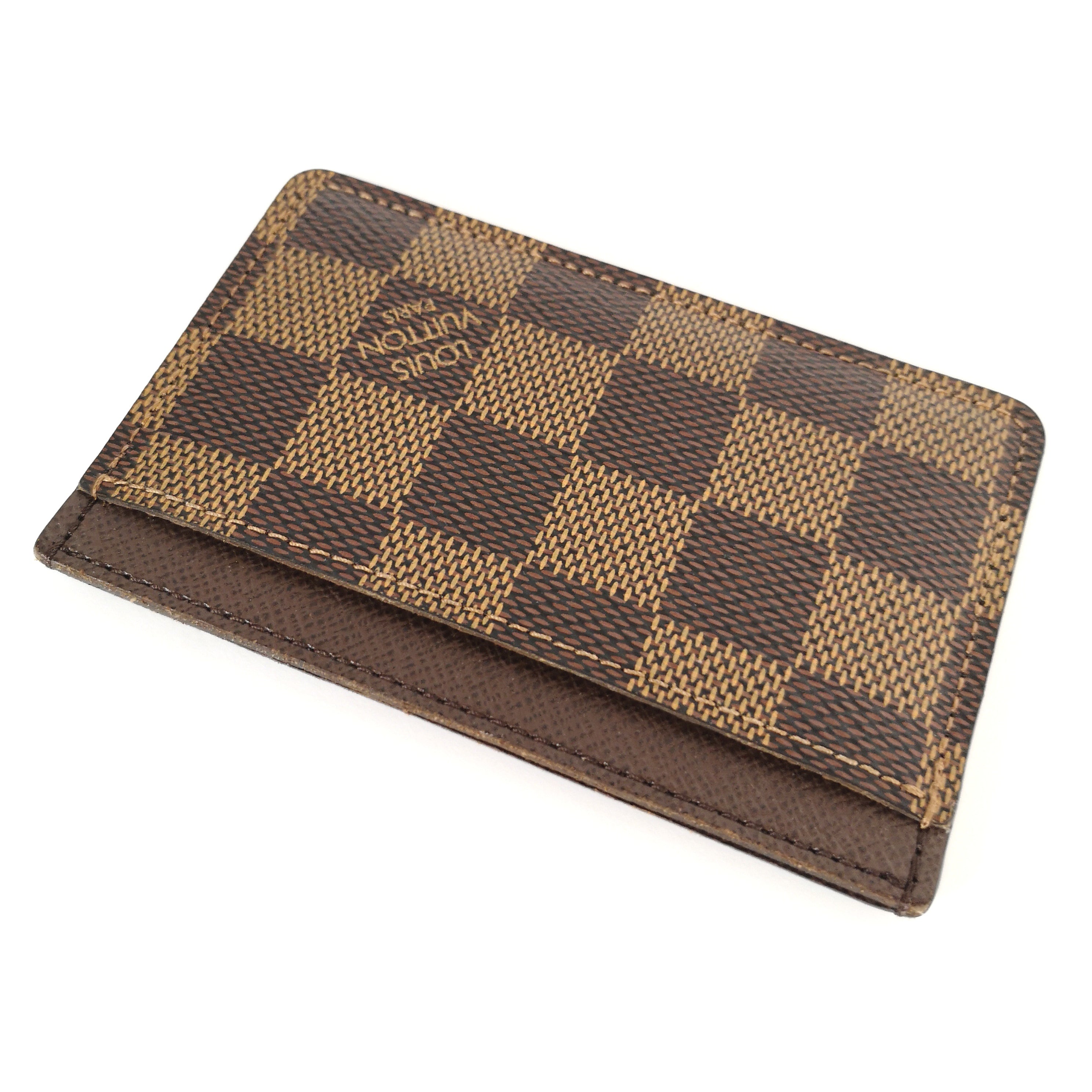 Louis Vuitton Damier Ebene Card Holder Long Bifold Wallet 928lv74