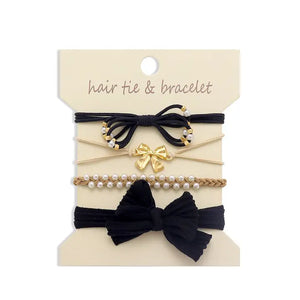 Black Bow- Boho Dual Function Knot Bracelet Hair Ties - Mod House