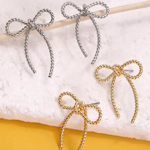 Rope Bow Design Stud Earrings - Mod House