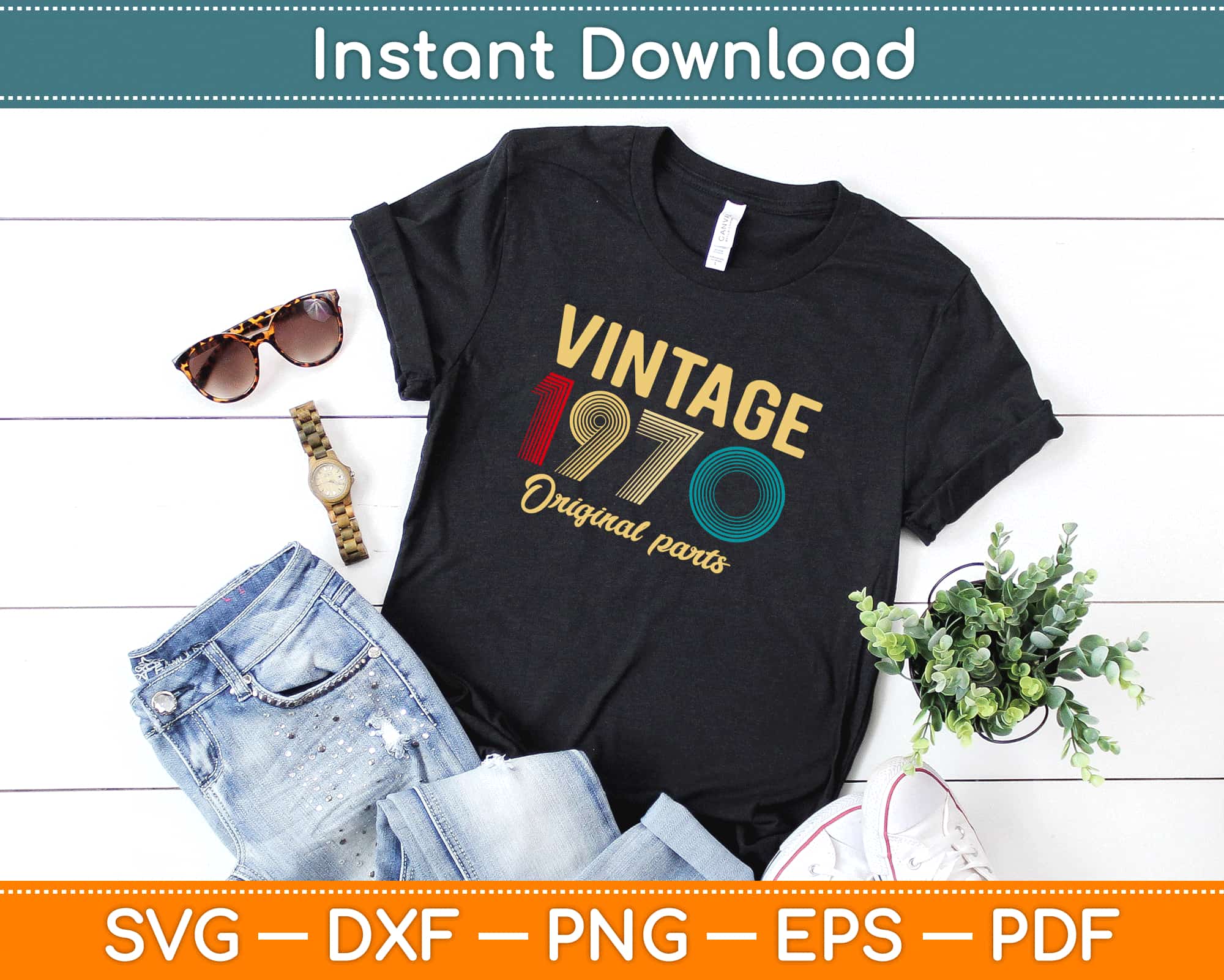 Download 50th Birthday Vintage Retro 1970 Original Parts Svg Design Cut File Digital Download Artprintfile