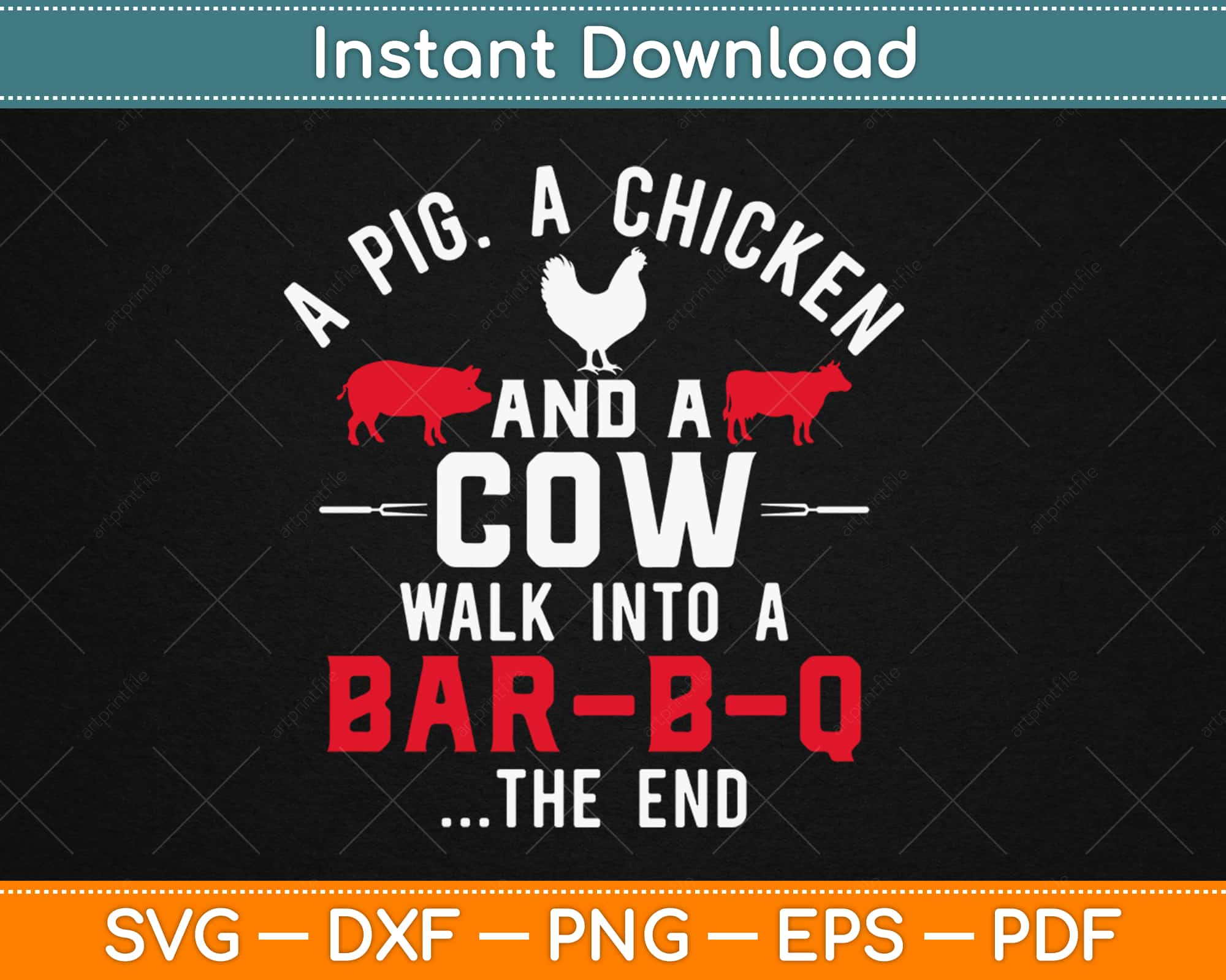 Download A Pig Chicken Cow Walk Into A Bar Funny Bbq Grilling Svg Png Design Cut File Artprintfile