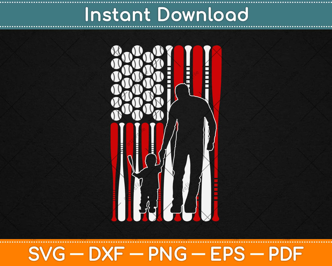 Download American Flag Baseball Matching Dad & Son Father's Day Svg ...