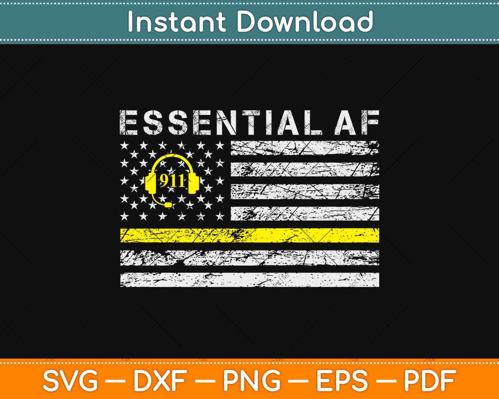 Essential Police Dispatcher American Flag Thin Yellow Line Svg File