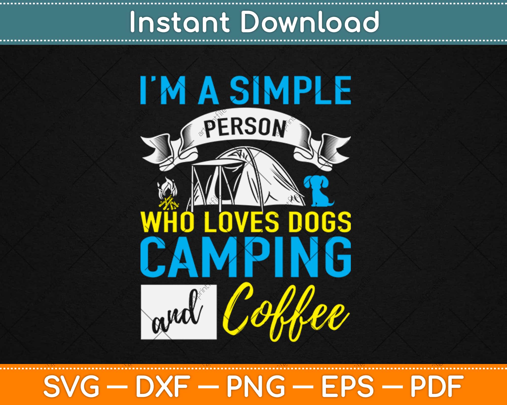 Download I Love Dogs Camping And Coffee Funny Svg Png Dxf Digital Cut File Instant Download Artprintfile