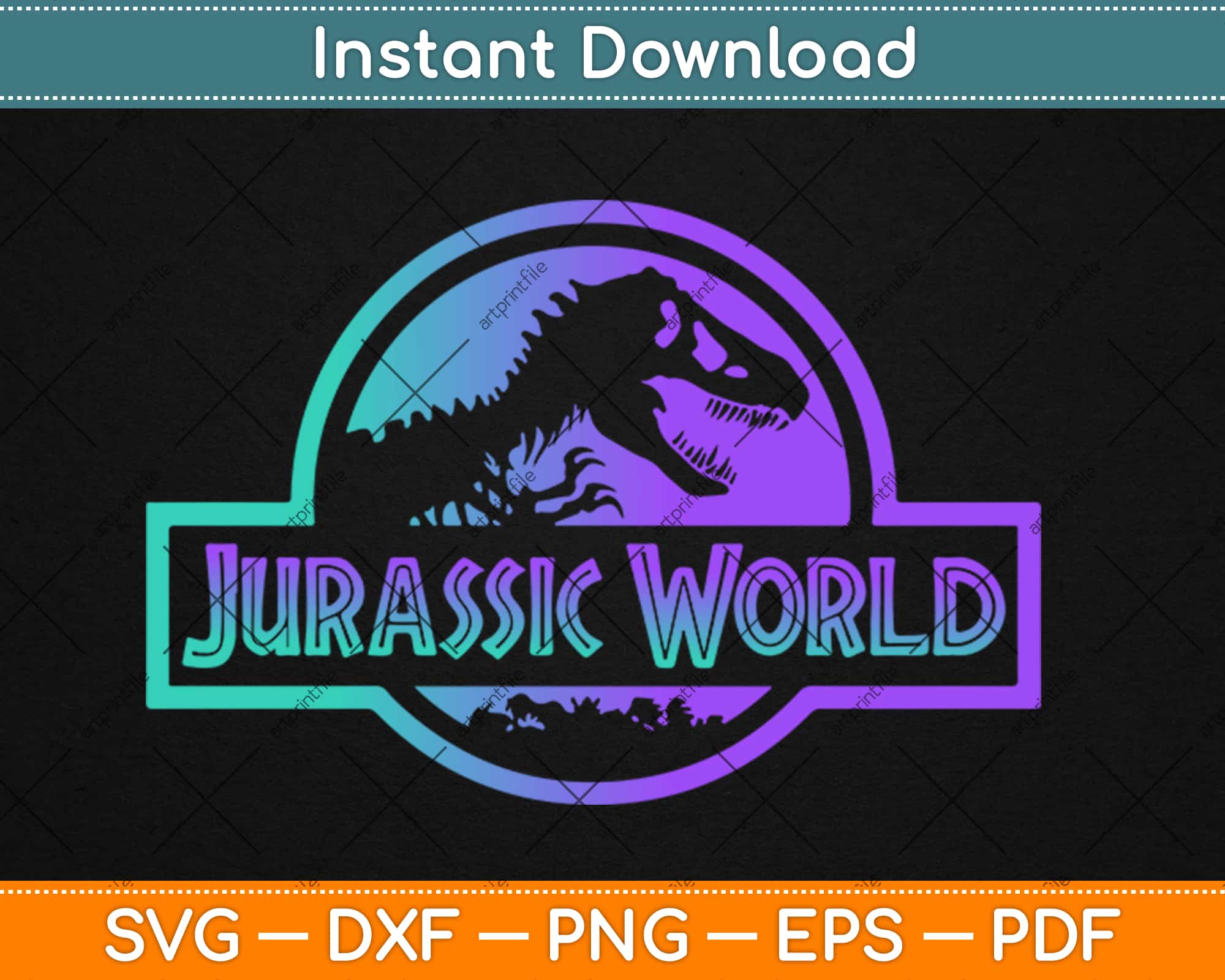 Download Jurassic Park Blue Purple Gradient Fossil Logo Svg Png Design Dgital Craft Cut File Artprintfile