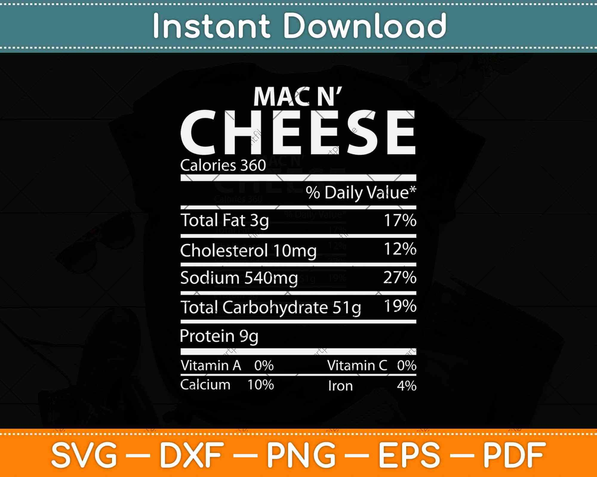 Download Mac N Cheese Nutrition Facts Family Matching Svg Png Dxf Cut File Artprintfile