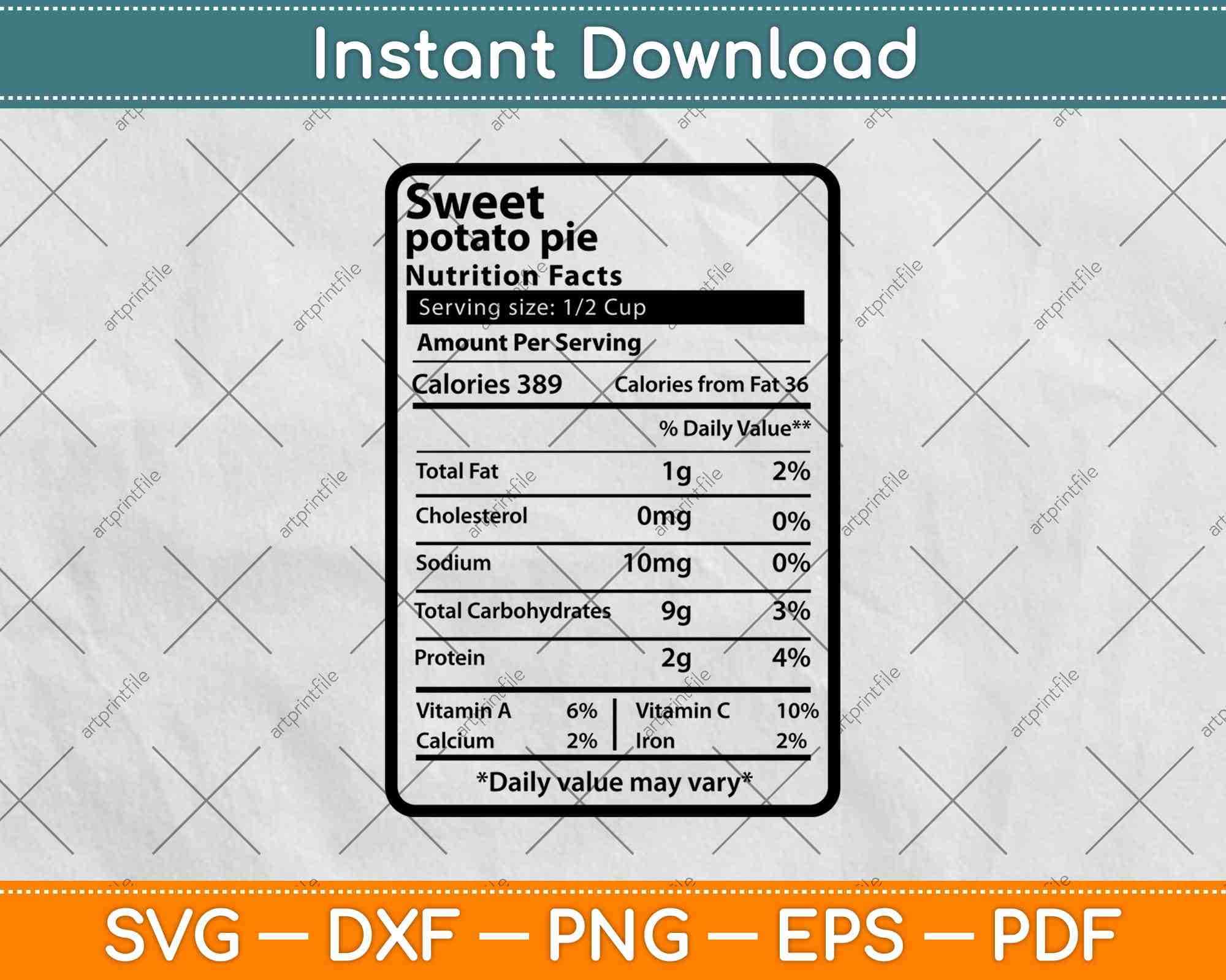 Download Sweet Potato Pie Nutrition Facts Thanksgiving Svg Png Dxf File Artprintfile