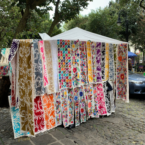 Photo of Otomí textiles in Mexico City