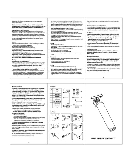 Jack The Barber Rechargeable Trimmer User Guide & Warranty 