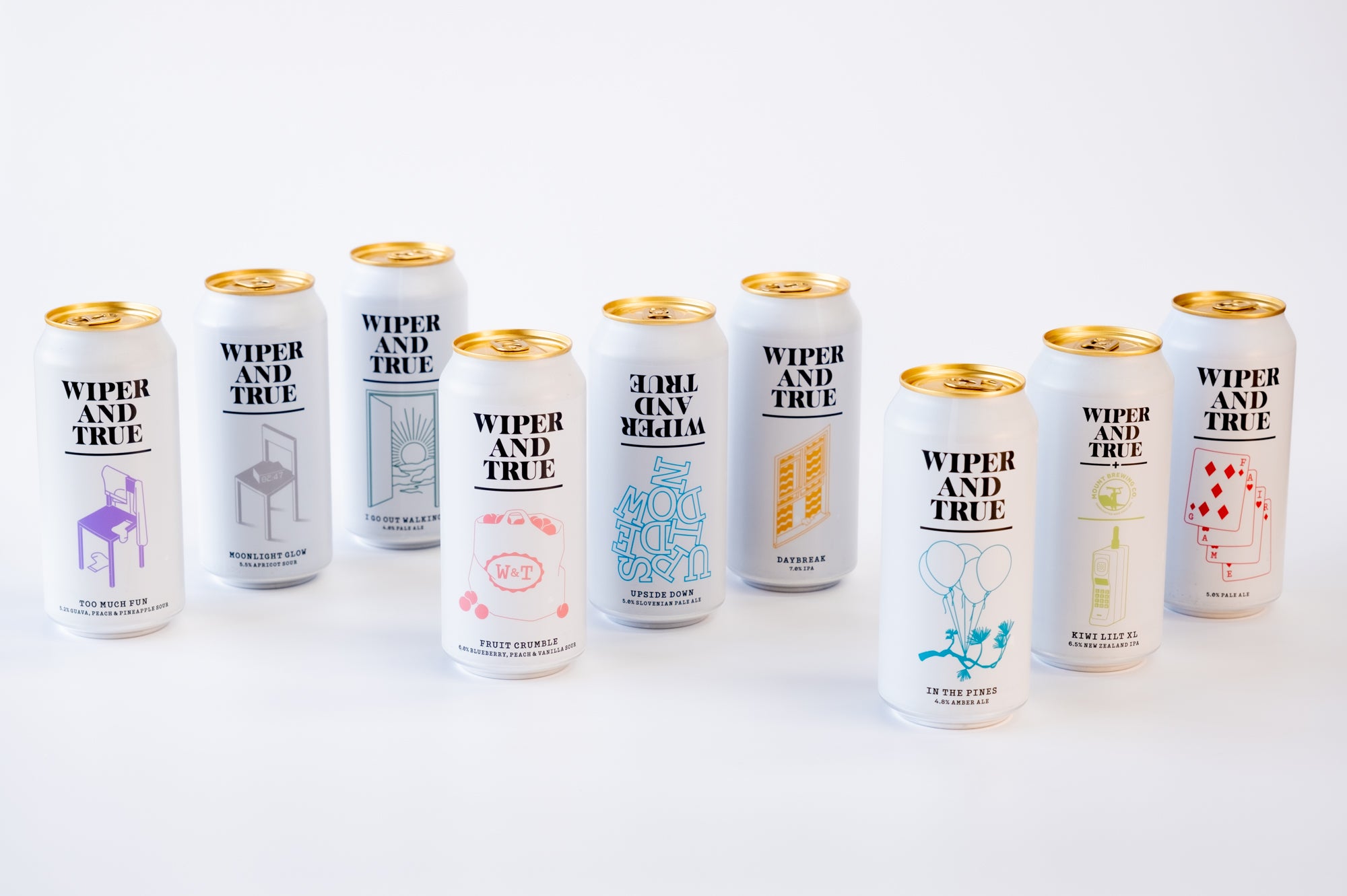 9 seasonal wiper and true cans on a white background