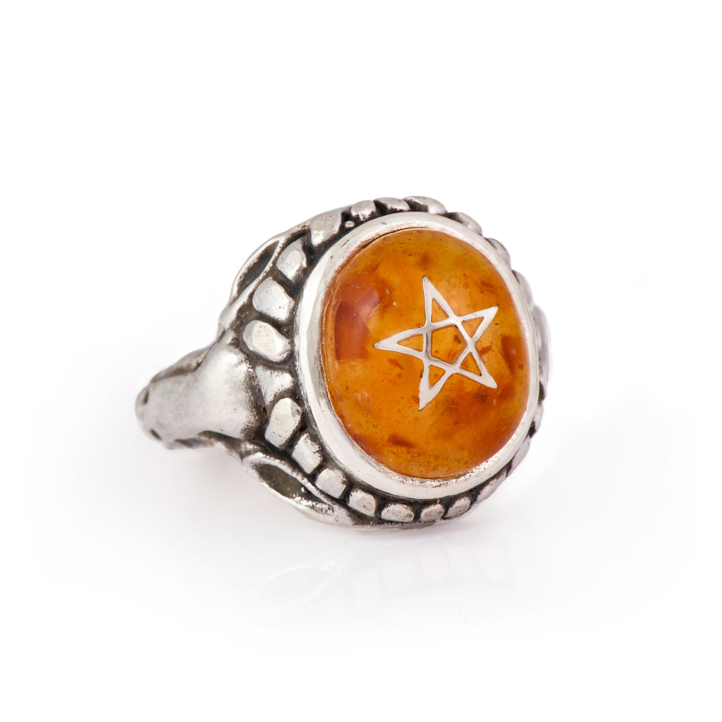 Amber Baby Angel Heart Ring