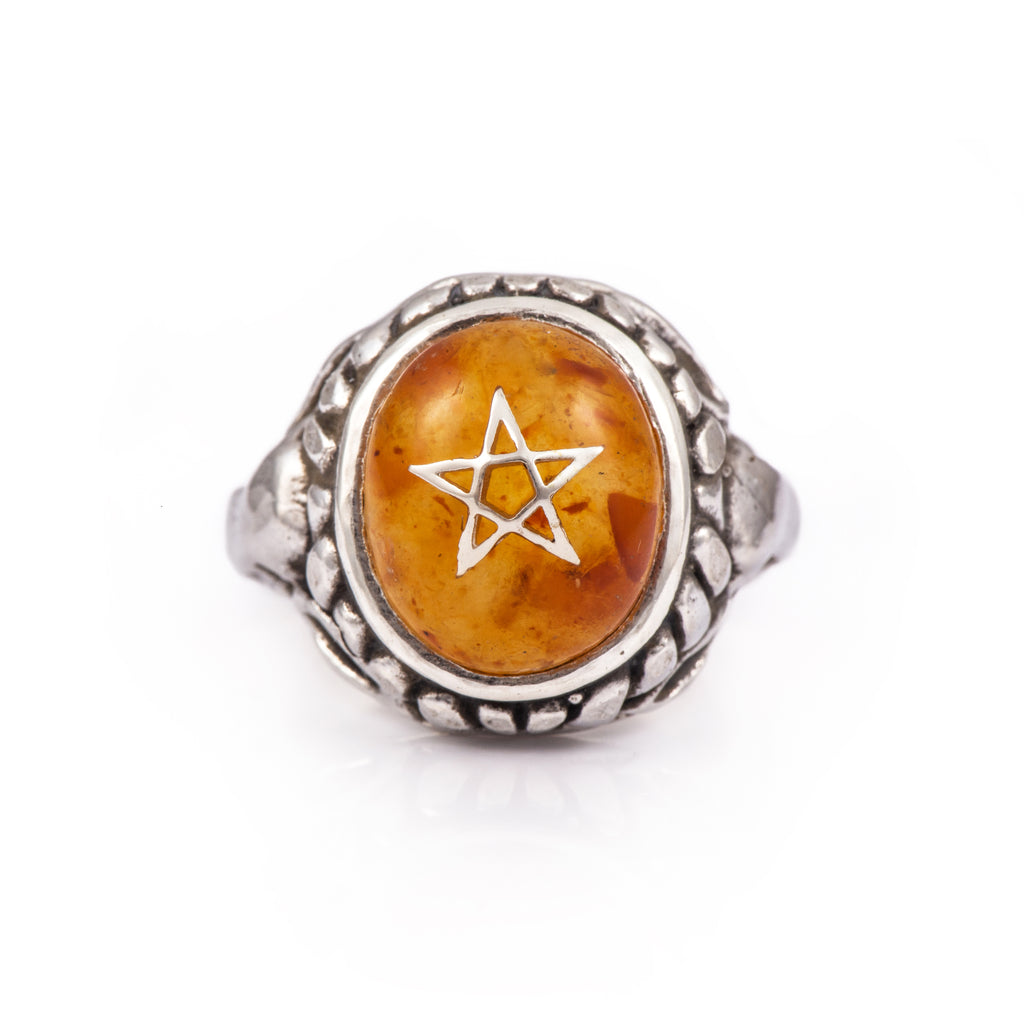 Amber Baby Angel Heart Ring