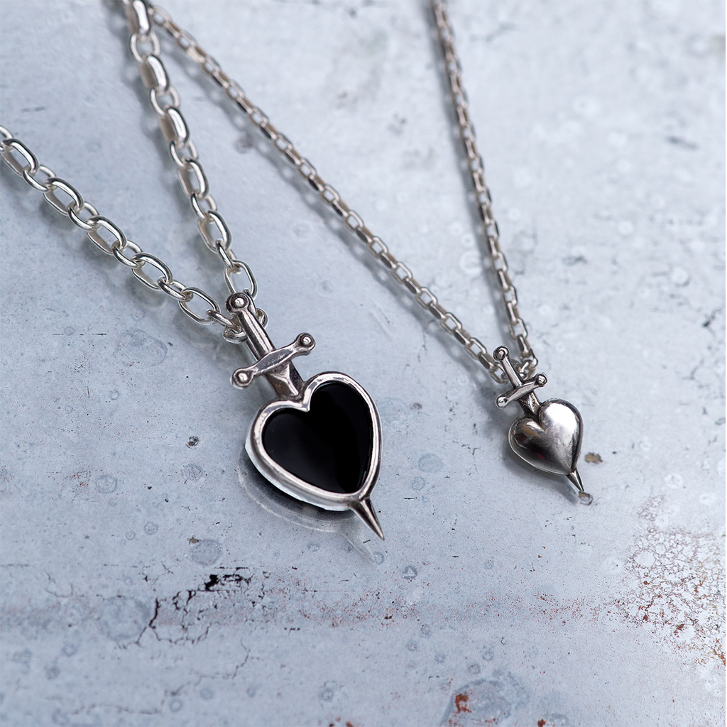 Large Sword-Pierced Heart Necklace