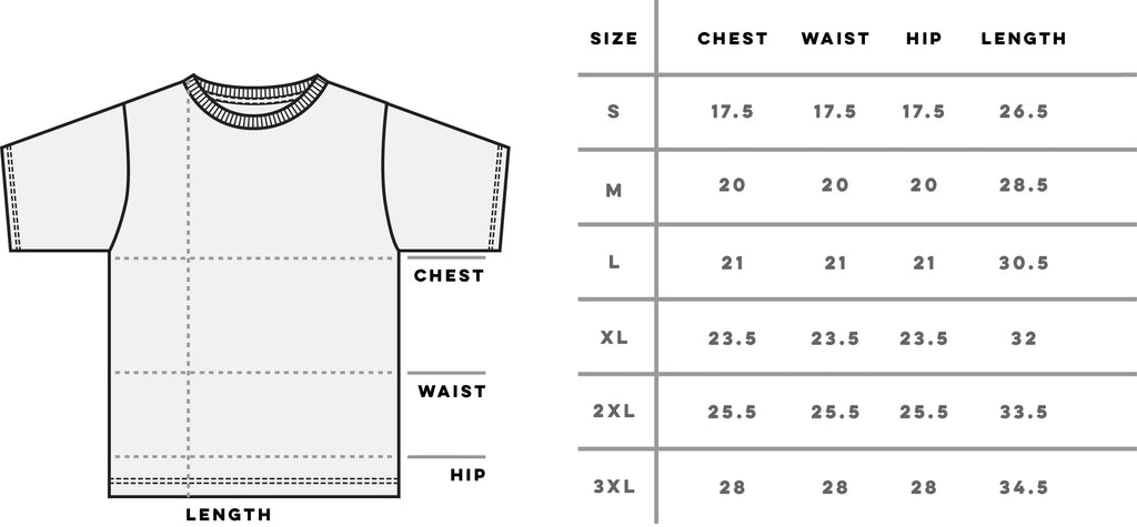 Acrylick - Standard Tee Fit Guide