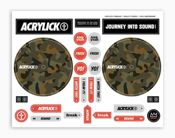 Acrylick Dj Cue Sticker Sheet Duck Camo