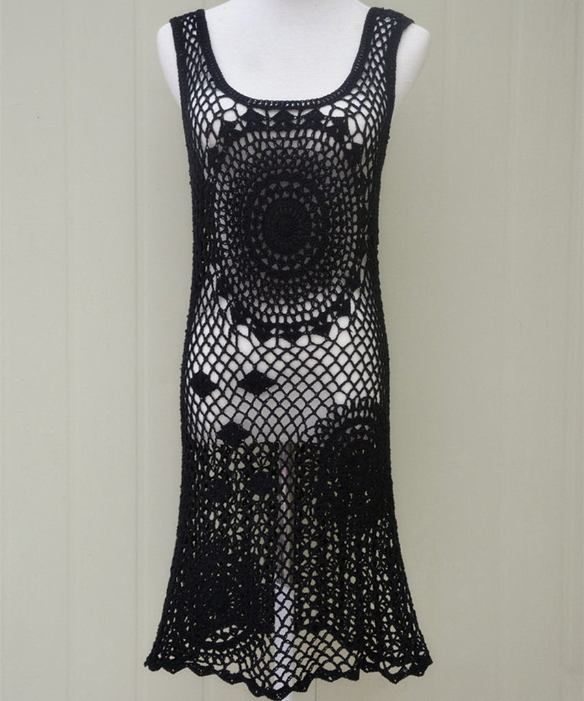 black crochet beach dress