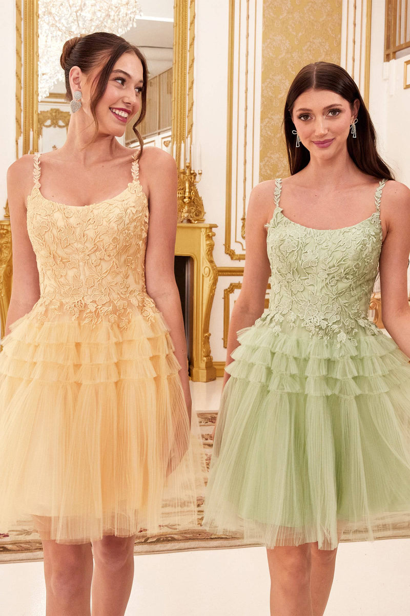 CLEARANCE - Cinderella Divine 1345 Strapless Short Dress Ruffled Skirt -  Jade / L