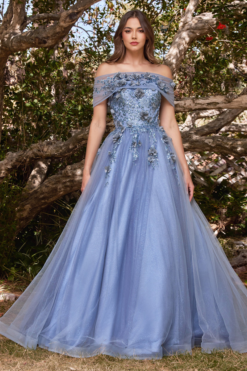 Cinderella Divine CD2214 Gorgeous Floral Tulle Corset Ball Gown