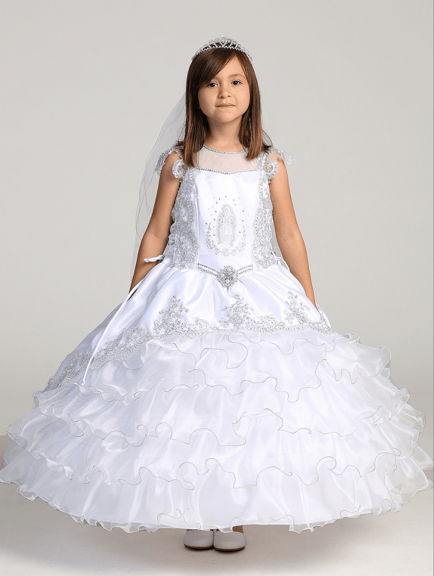 Kids Layered Ruffle Dress with Illusion Lace Top #TK5791, Norma Reed