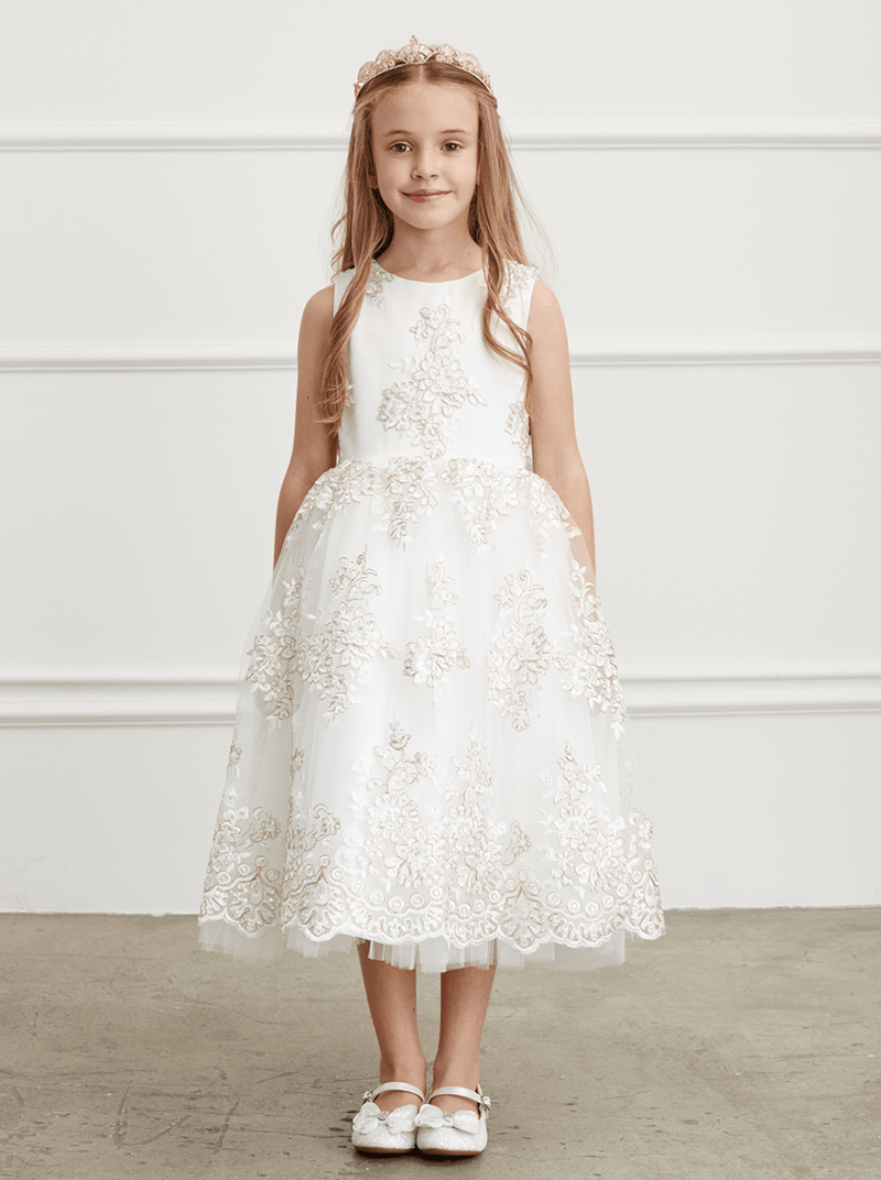 Kids Layered Ruffle Dress with Illusion Lace Top #TK5791, Norma Reed