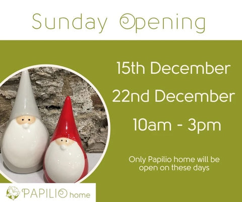 Sunday Opening Hours 2019 for PAPILIO home. 