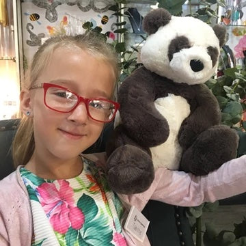 Photo of Tabitha holding the Jellycat Harry panda