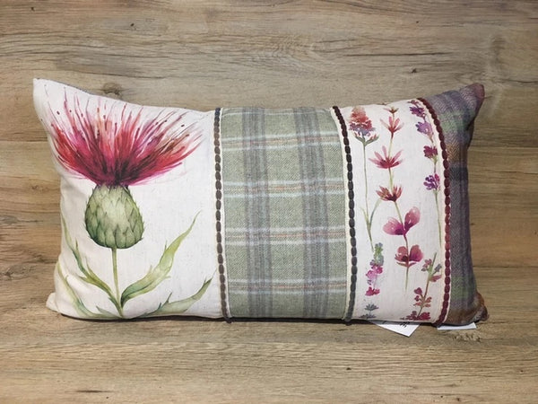 Photo of the Cardus Thistle Patchwork Ruby cushion