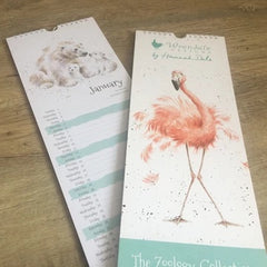 Photo of the 2019 Zoology slim calendar from Wrendale Designs.