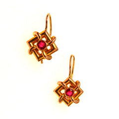 Antique 14k Gold Ruby Earrings Petite Drop Victorian