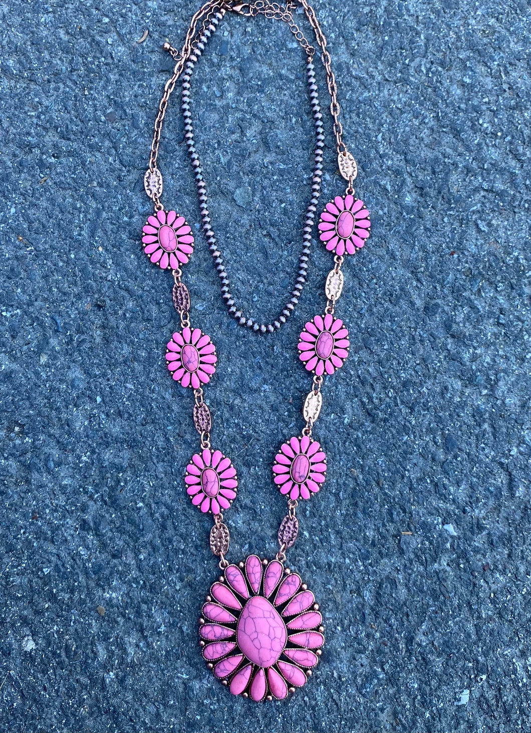 Pretty In Pink Concho Necklace