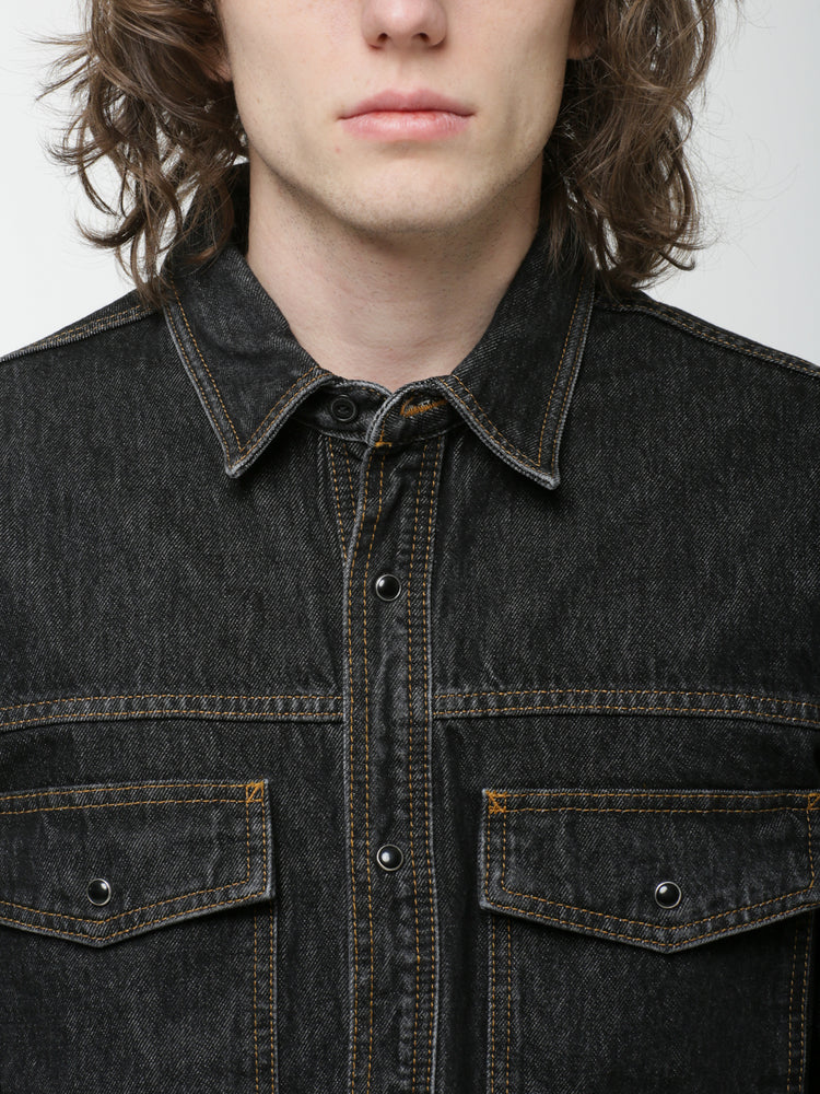 メーカー公式ショップSTUSSY BOXY WESTERN DENIM SHIRT BLACK アウター