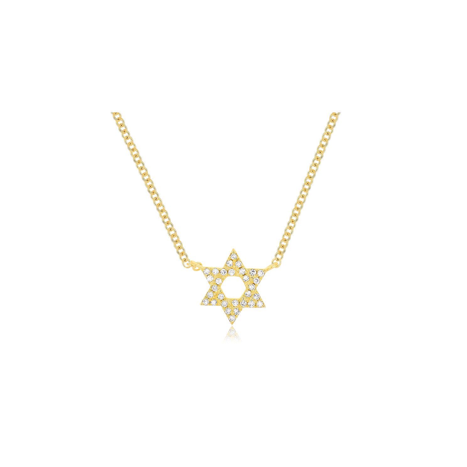 Diamond Star of David Pendant Necklace 14k Yellow Gold 0.23ct - AD2092