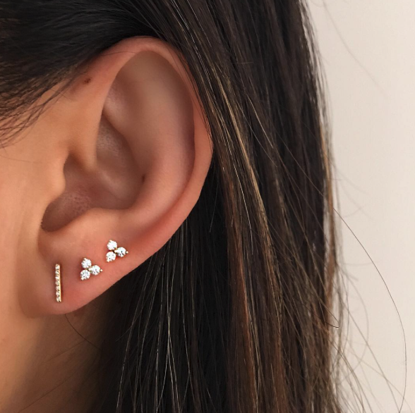 Black Diamond Bar Stud Earring — EF 