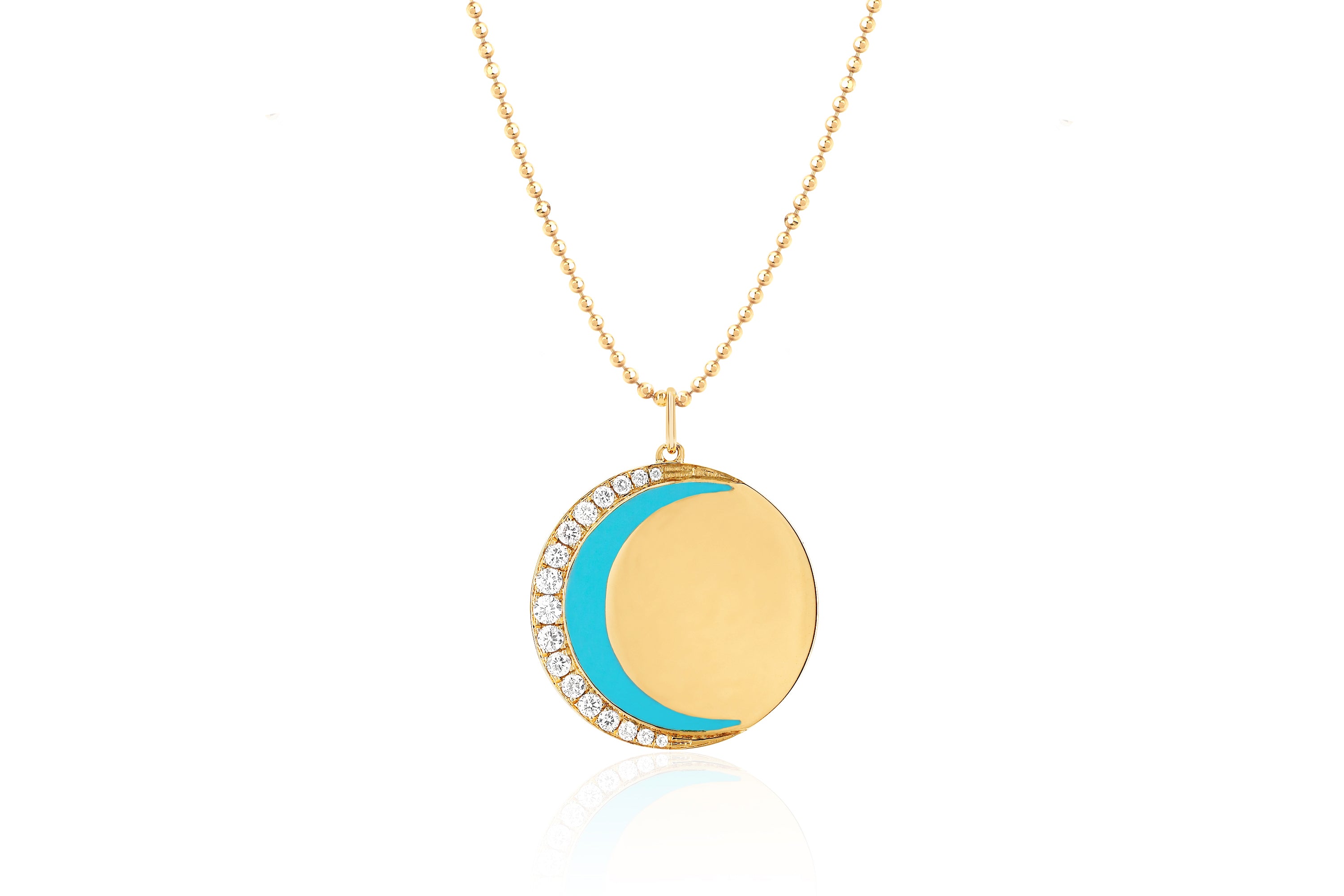 Diamond \u0026 Turquoise Enamel Crescent 