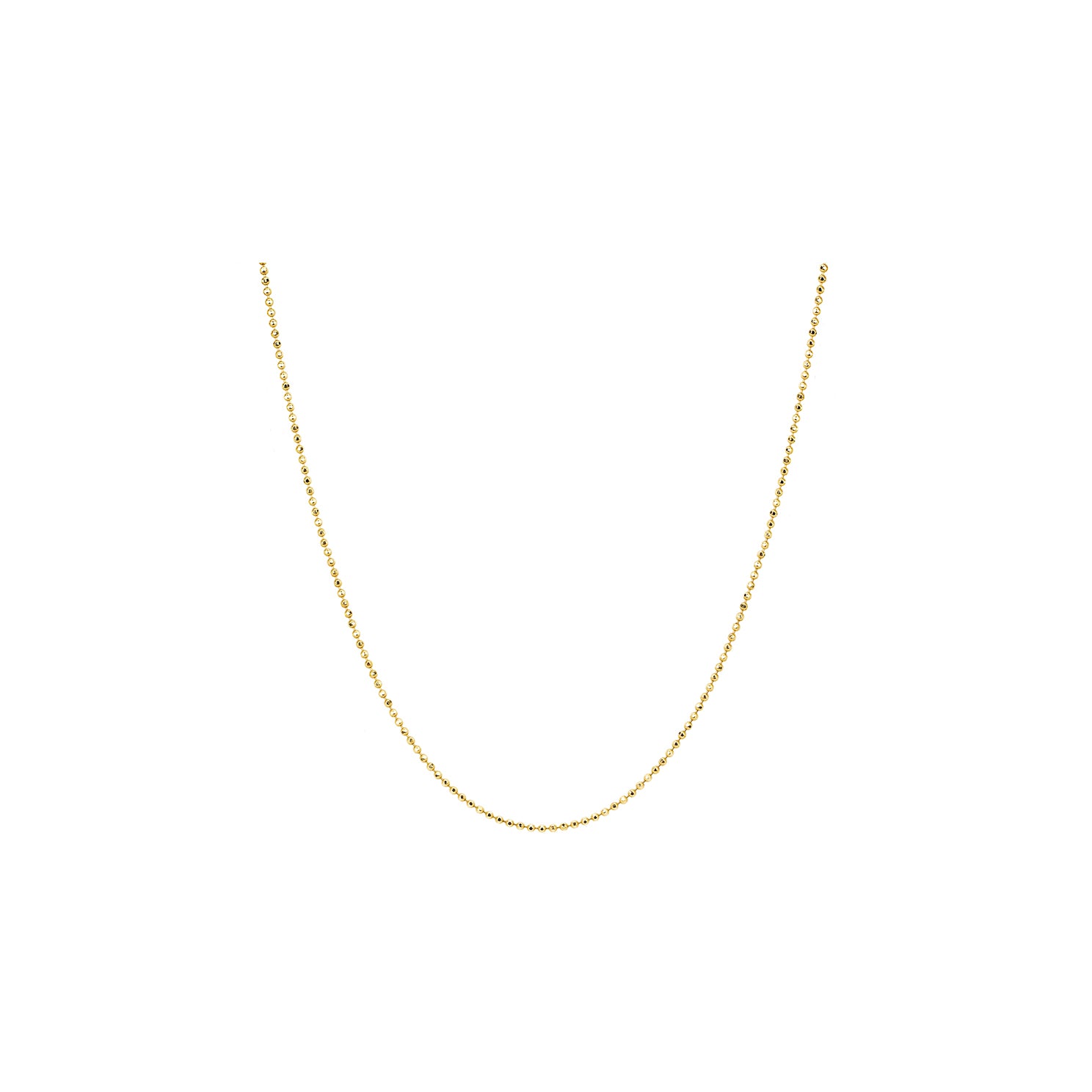 Double Strand Beaded Chain Necklace 14K Yellow Gold 17