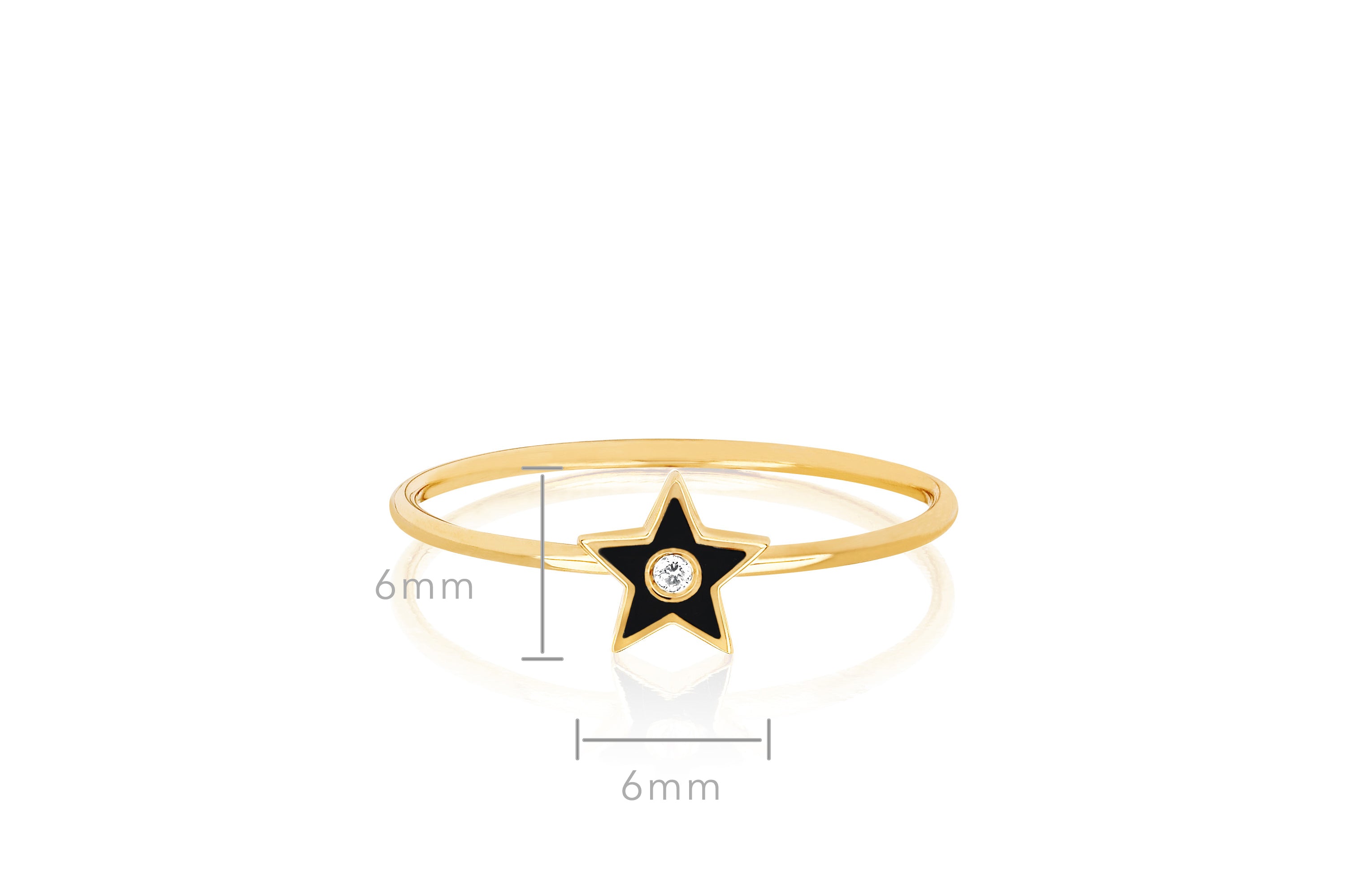 Diamond & Black Enamel Star Stack Ring