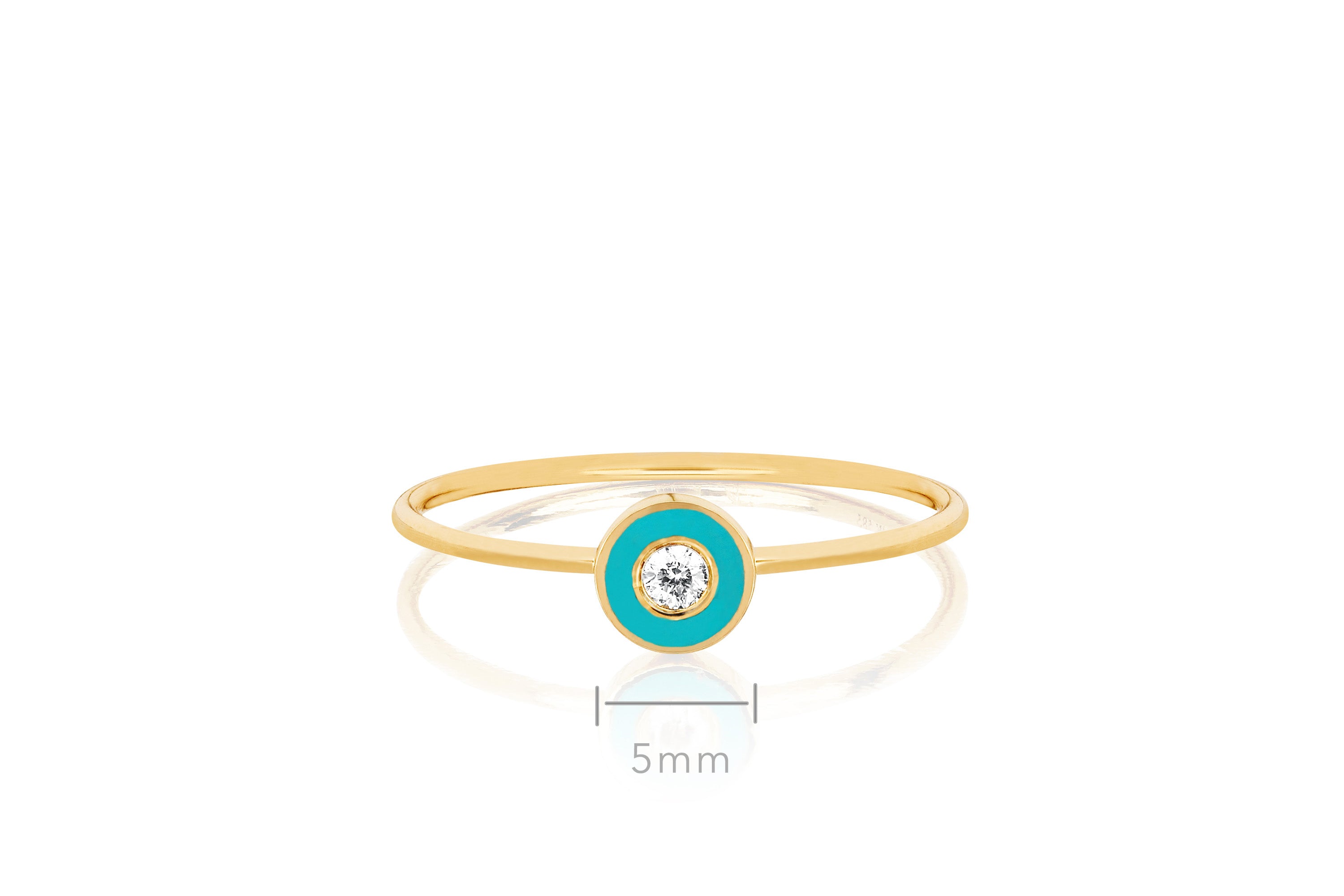 Diamond & Turquoise Enamel Bezel Stack Ring
