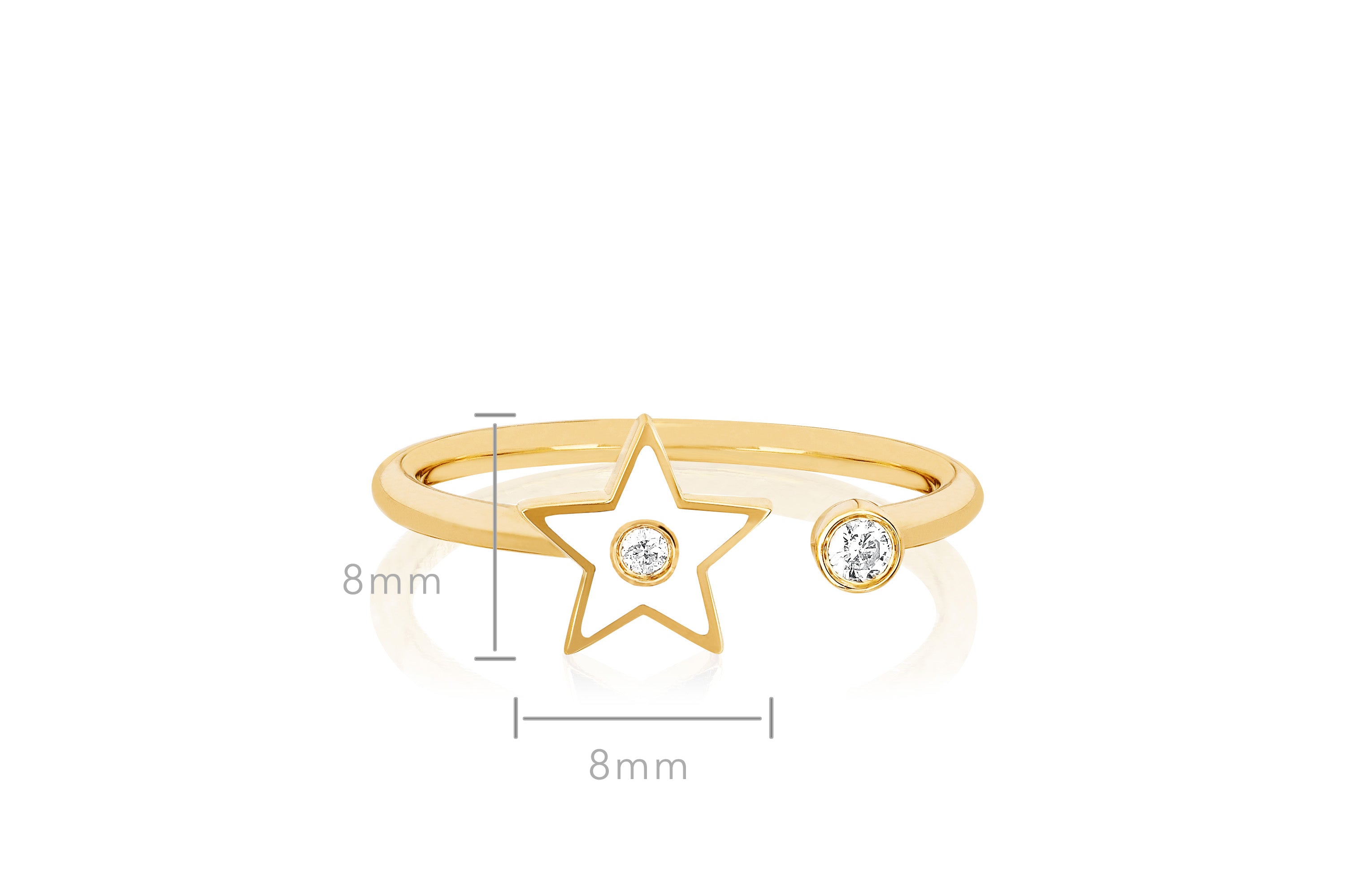 Open Diamond & White Enamel Star Ring