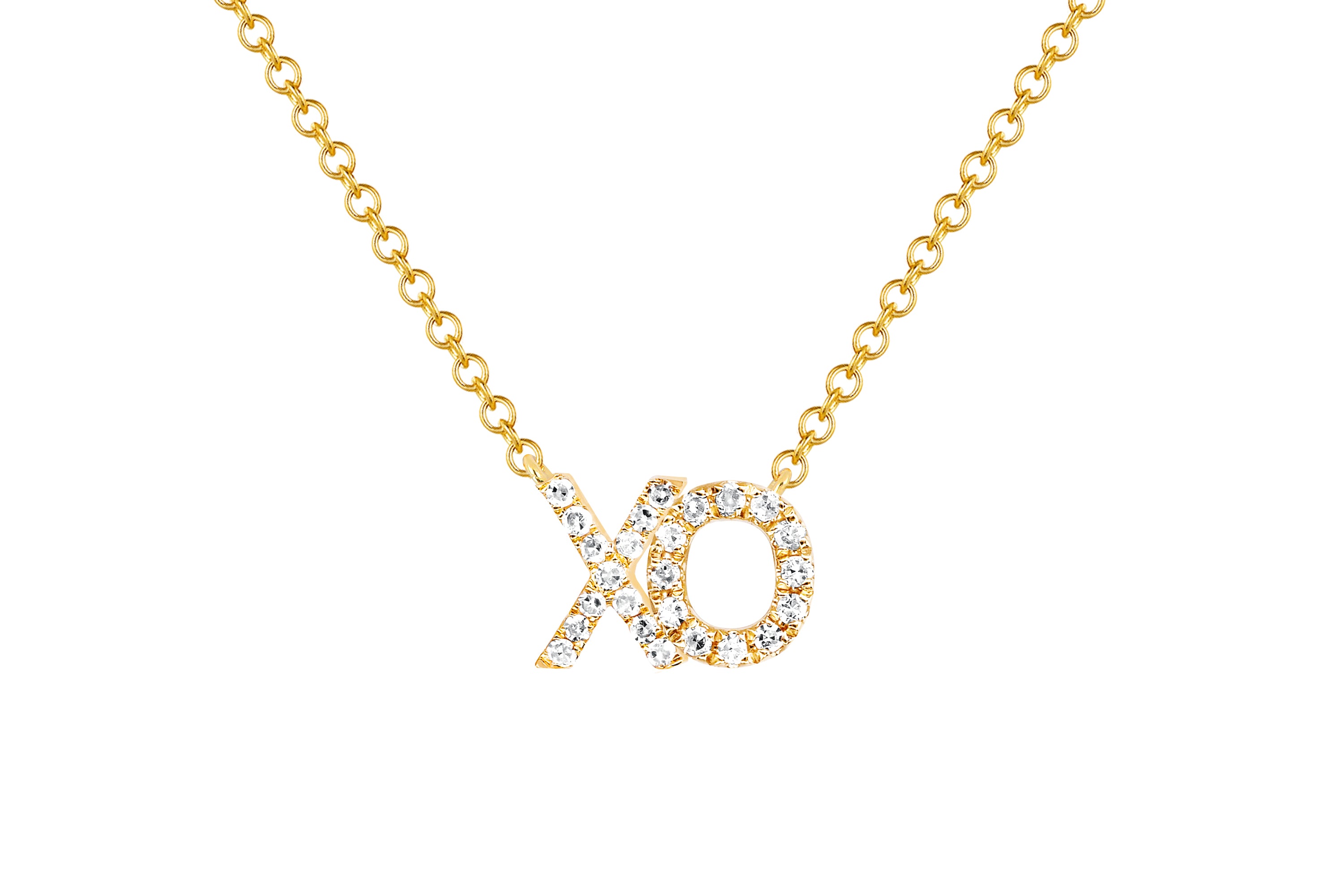 Diamond XO Initial Necklace