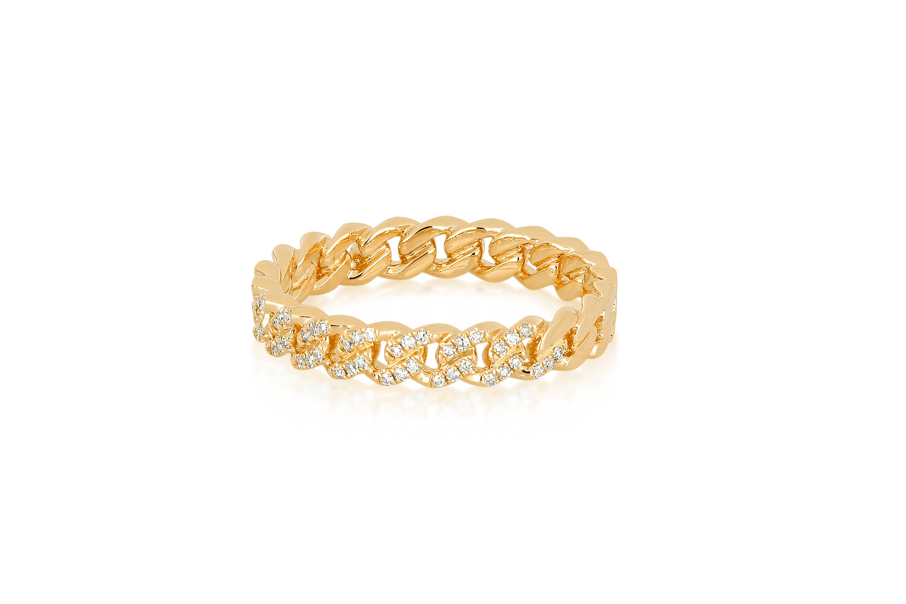 Gold Chain Ring with Diamond