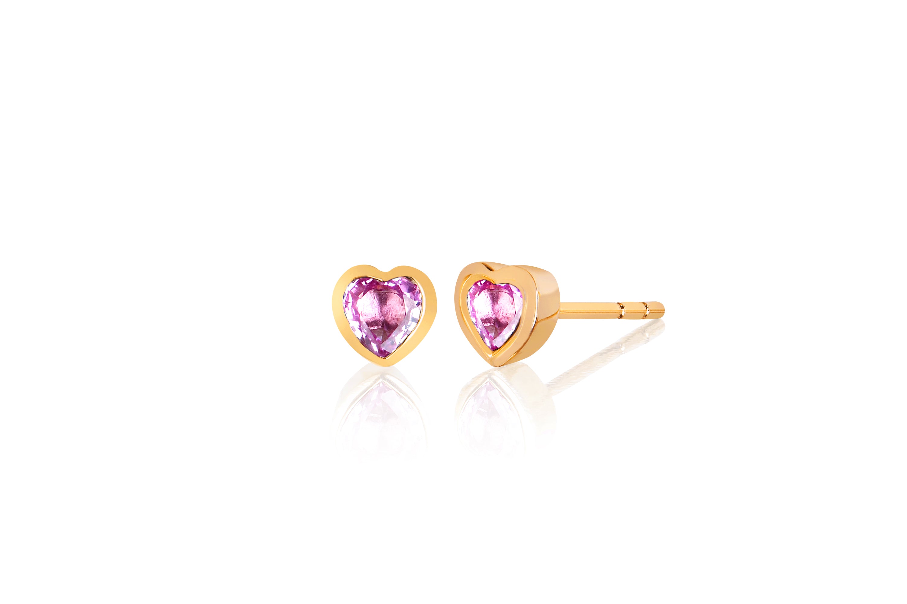 Pink Sapphire Heart Stud Earring
