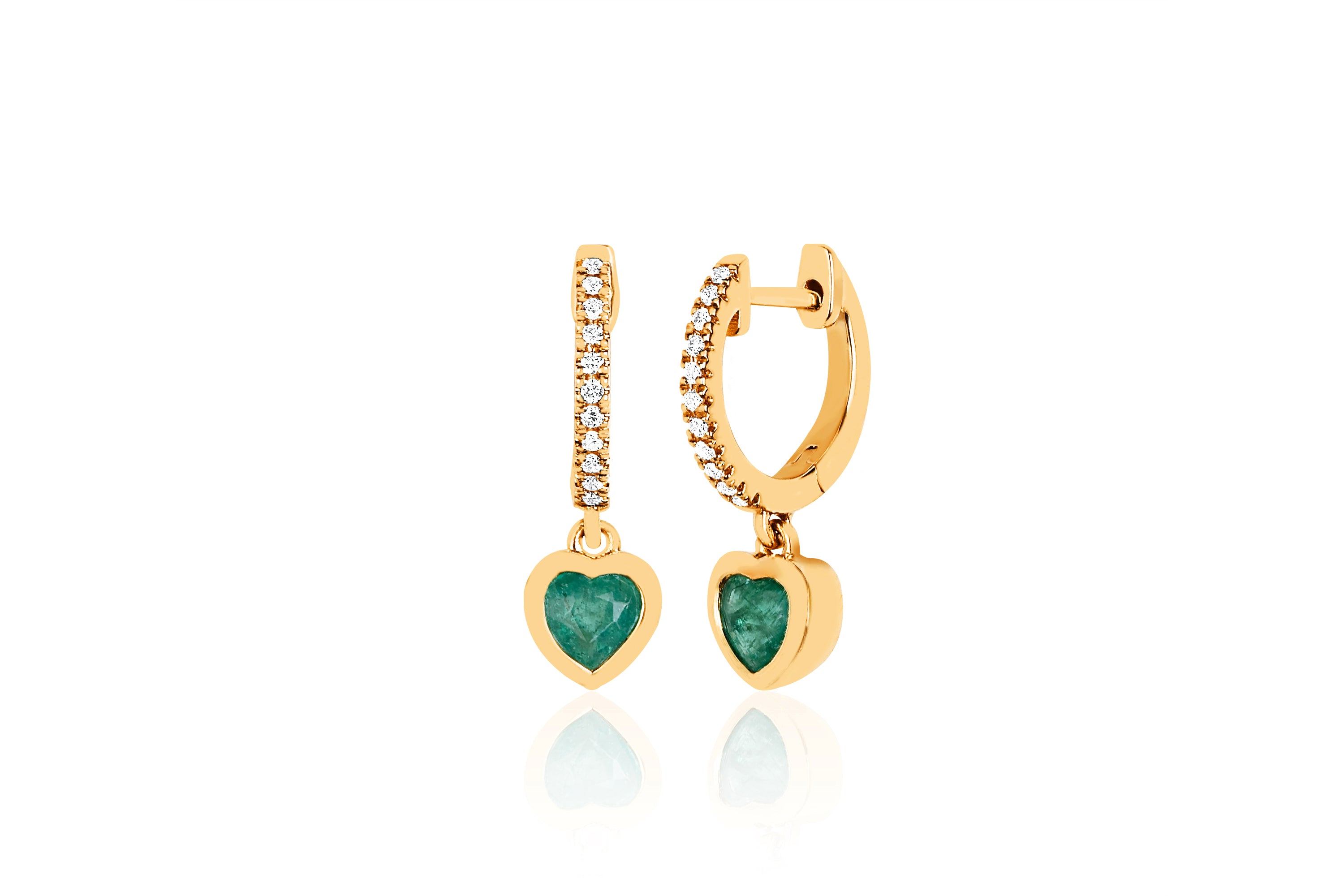 1 1/2 CT TGW Heart Shape Created Emerald Stud Earrings in Sterling Silver -  11036A