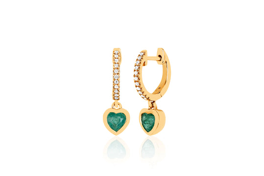 8 Carat Heart Cut Emerald & Diamond Hybrid Gold Earrings | Tophills –  Tophills