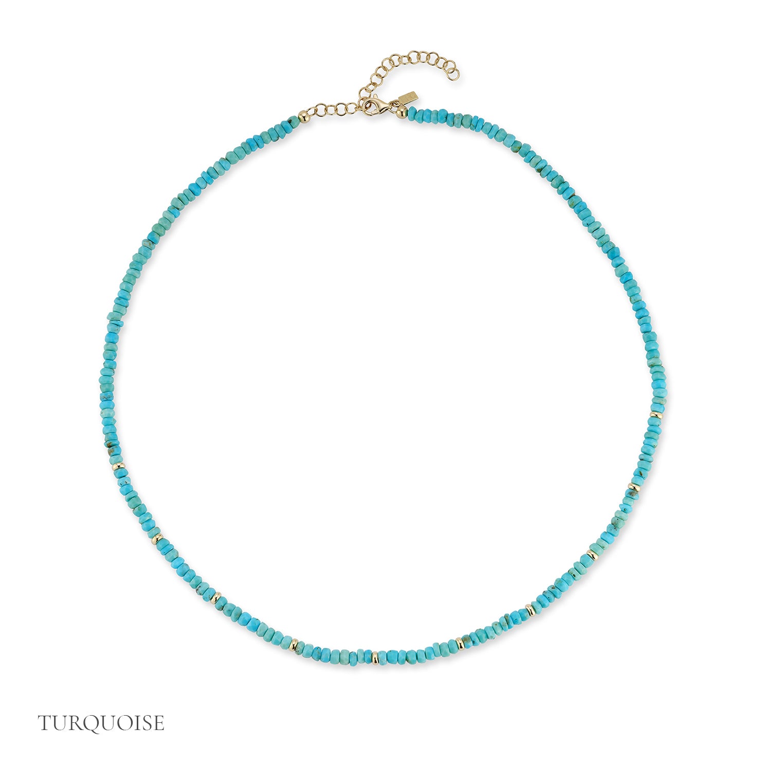 14K GOLD TURQUOISE BEADED NECKLACE