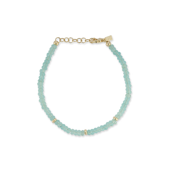 Blue Topaz Birthstone Beaded Bracelet - Jadeite Atelier