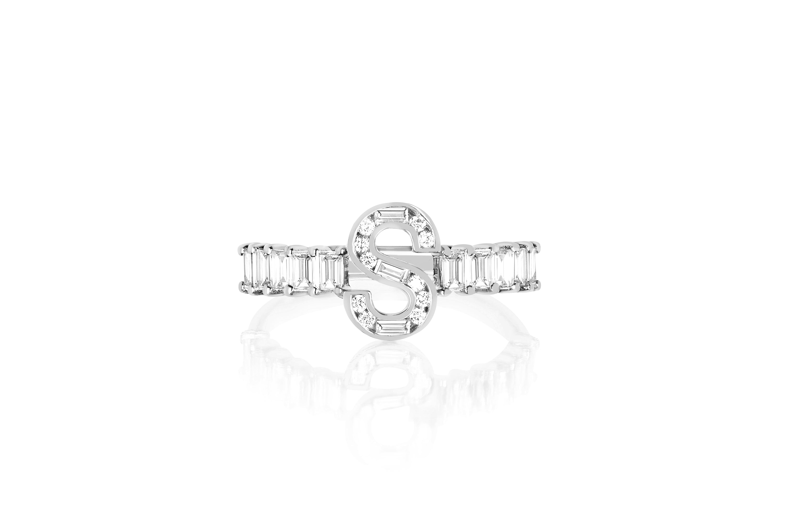 0.08 ct Diamond Initial Engagement Ring /1124723 Initial Rings