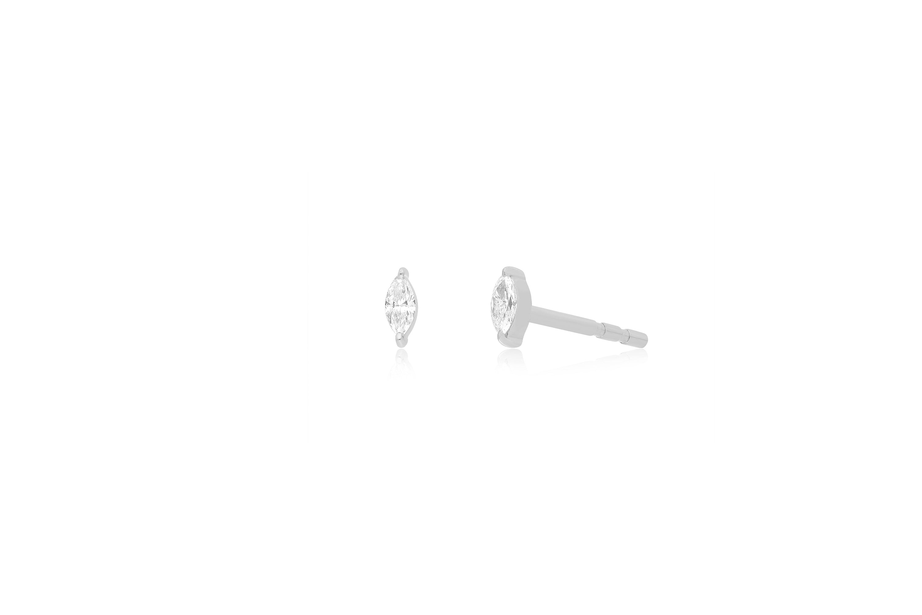 14K Mini Marquise Diamond Studs