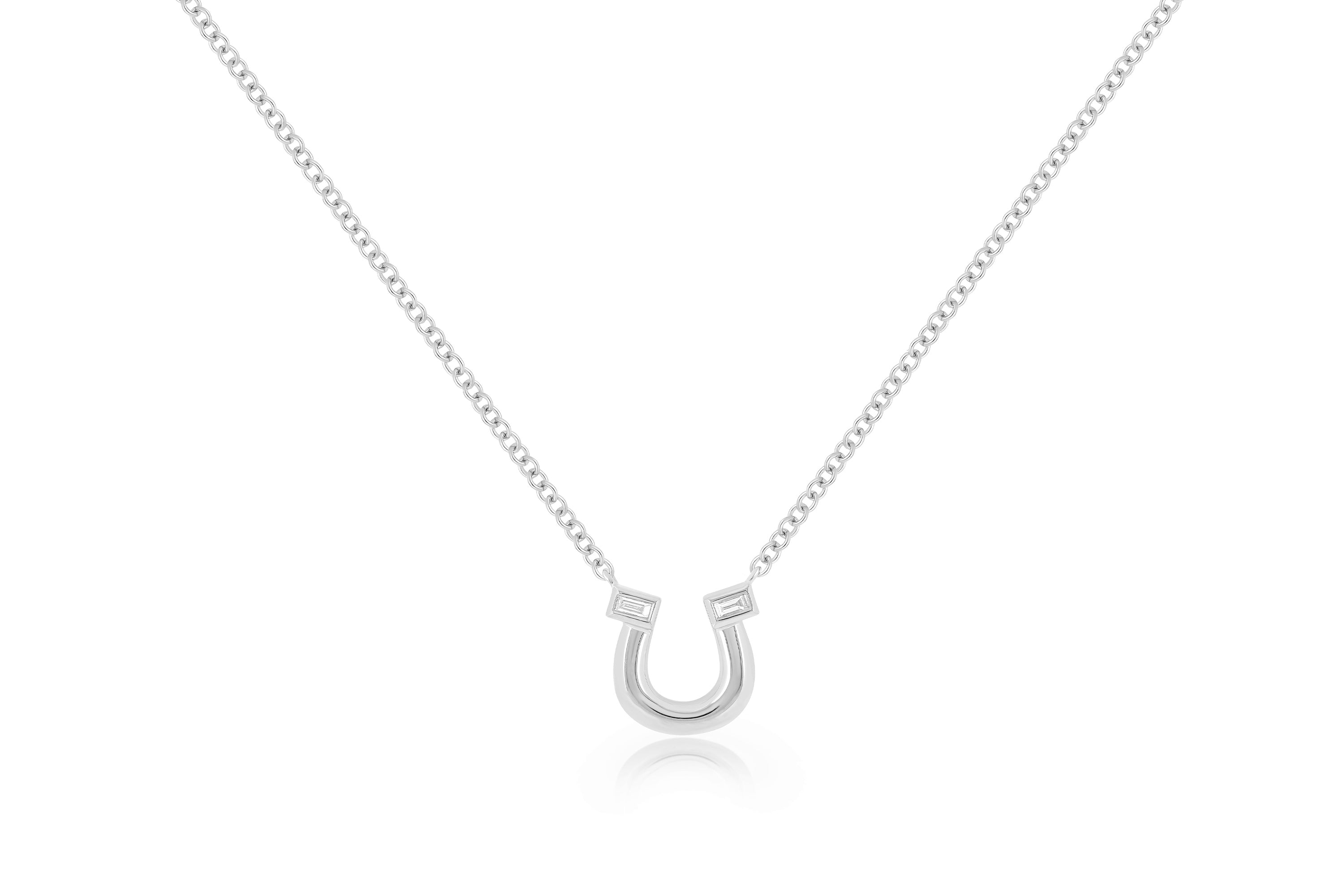 Lucky Horseshoe Necklace 14K White Gold